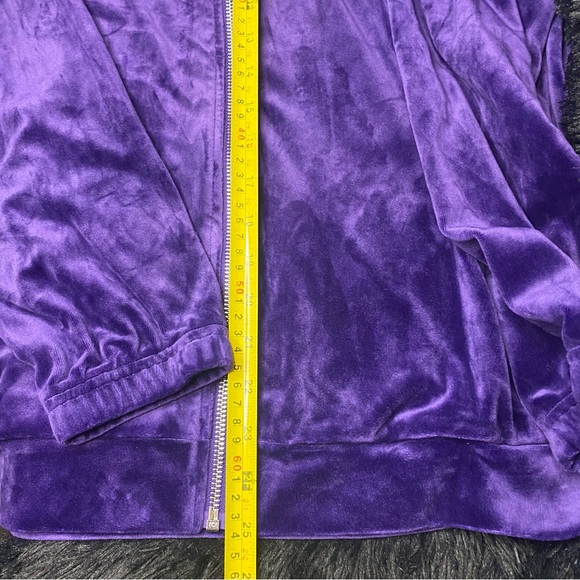 Purple velvet track jacket Size L No Brand Full Zip Velour Zipper Pockets - Picture 11 of 14